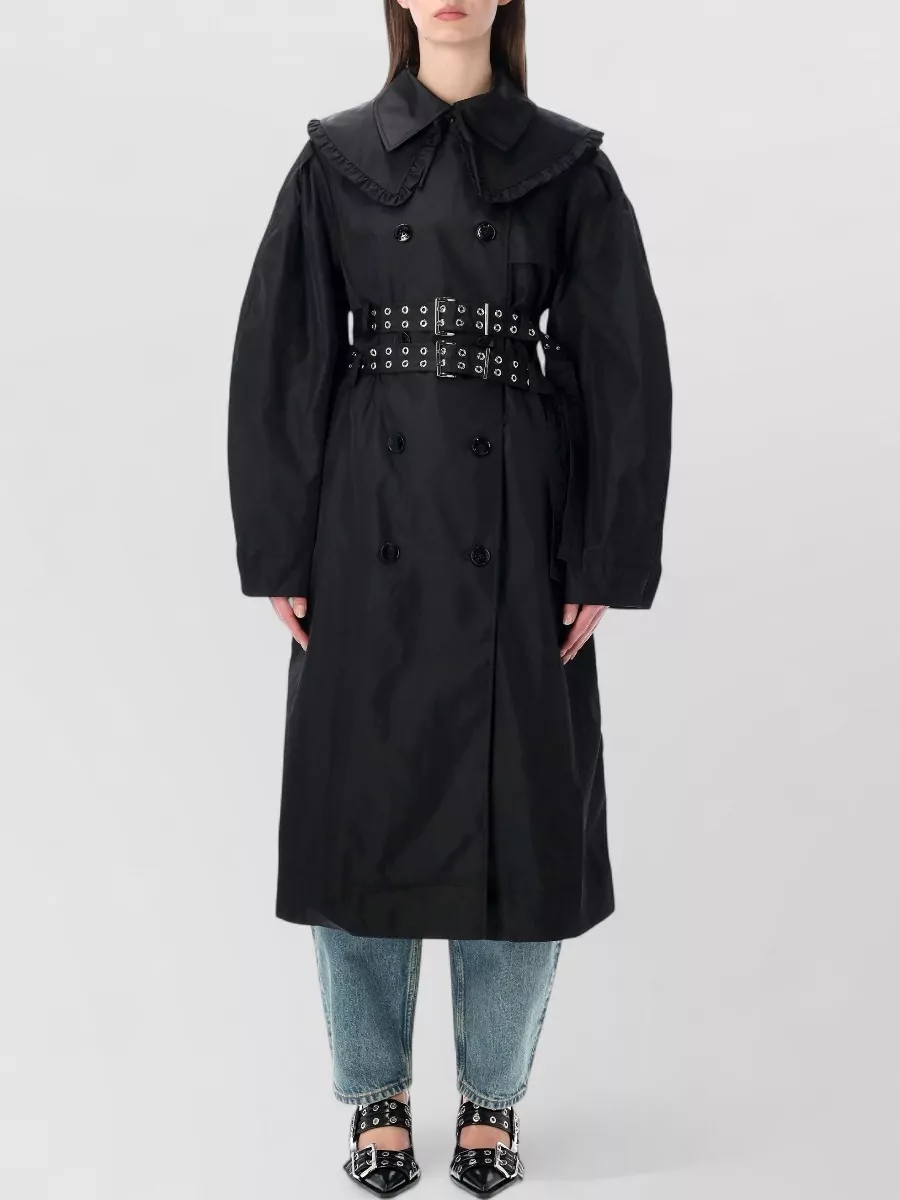 Ganni Double-breasted belted trench coat