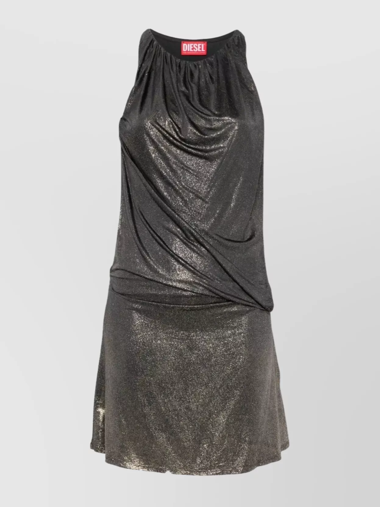 Diesel Draped Corset Halter Neck Mini Dress In Black