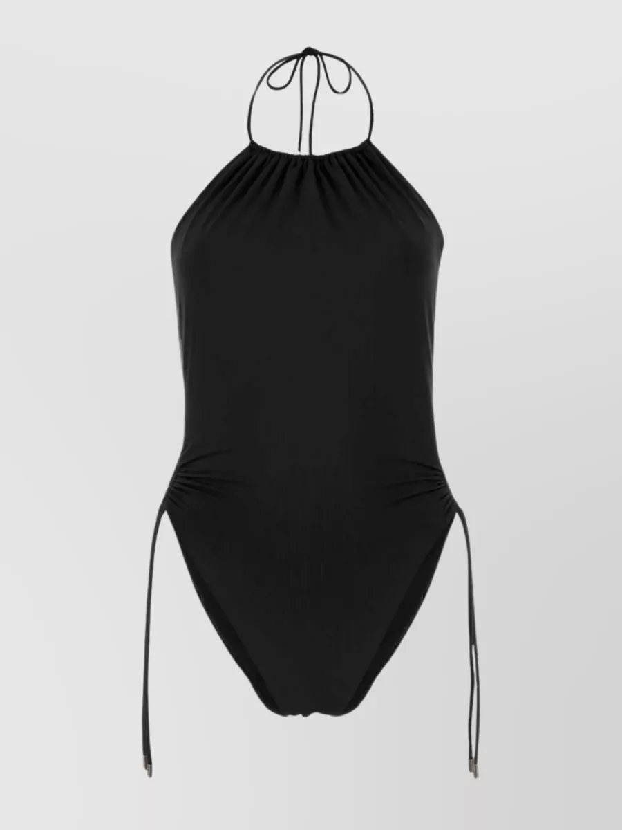 Shop Saint Laurent Chic Swimwear With Halter Neck And High-cut Leg In Black