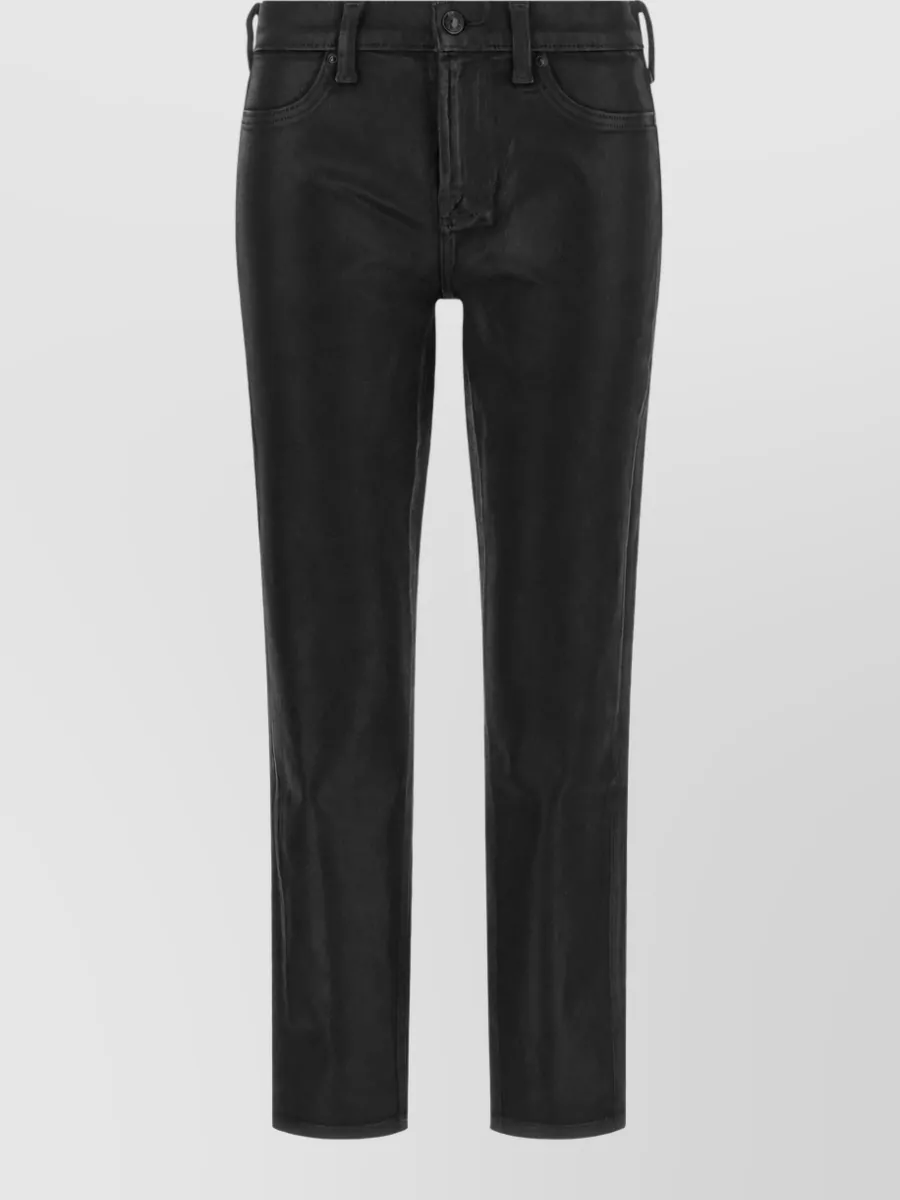 7 For All Mankind denim leather-effect cropped jeans