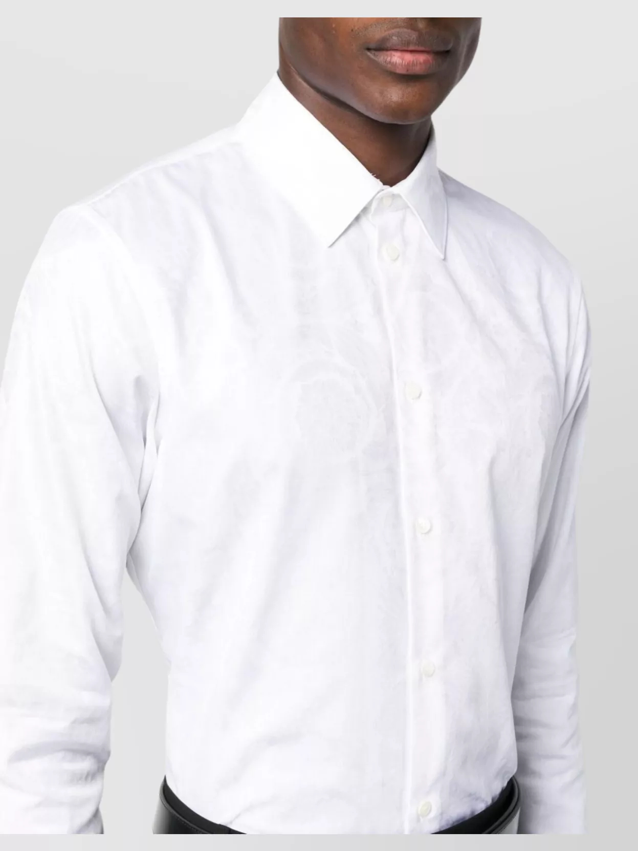 Versace Curved Collar Hem Long Sleeves Button-Down Jacquard