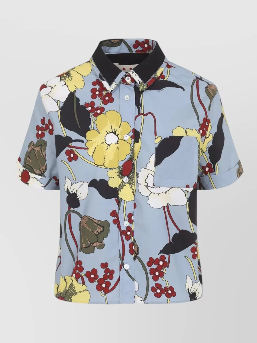 Marni Short Sleeve Shirt Floral Pattern Collar