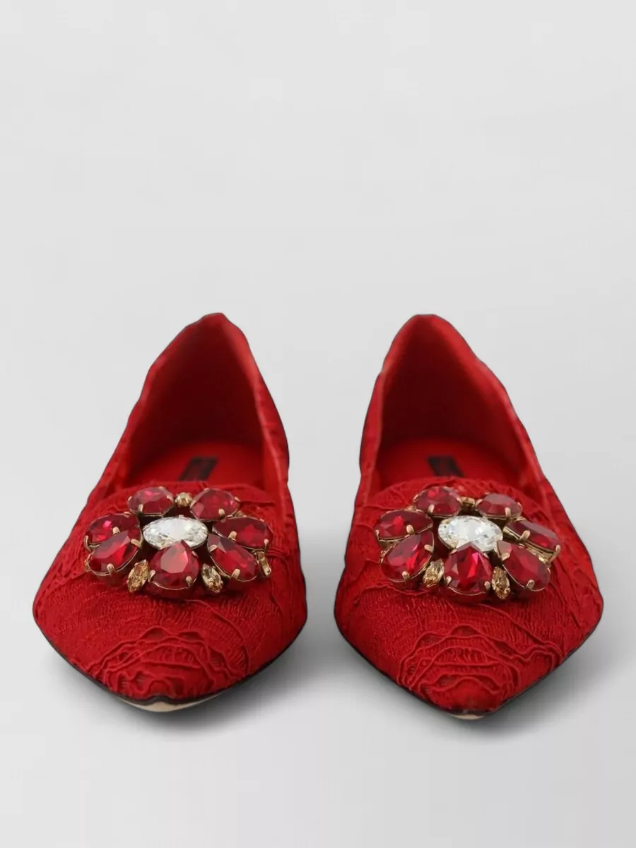Dolce&Gabbana leather crystal-embellished ballerina flats