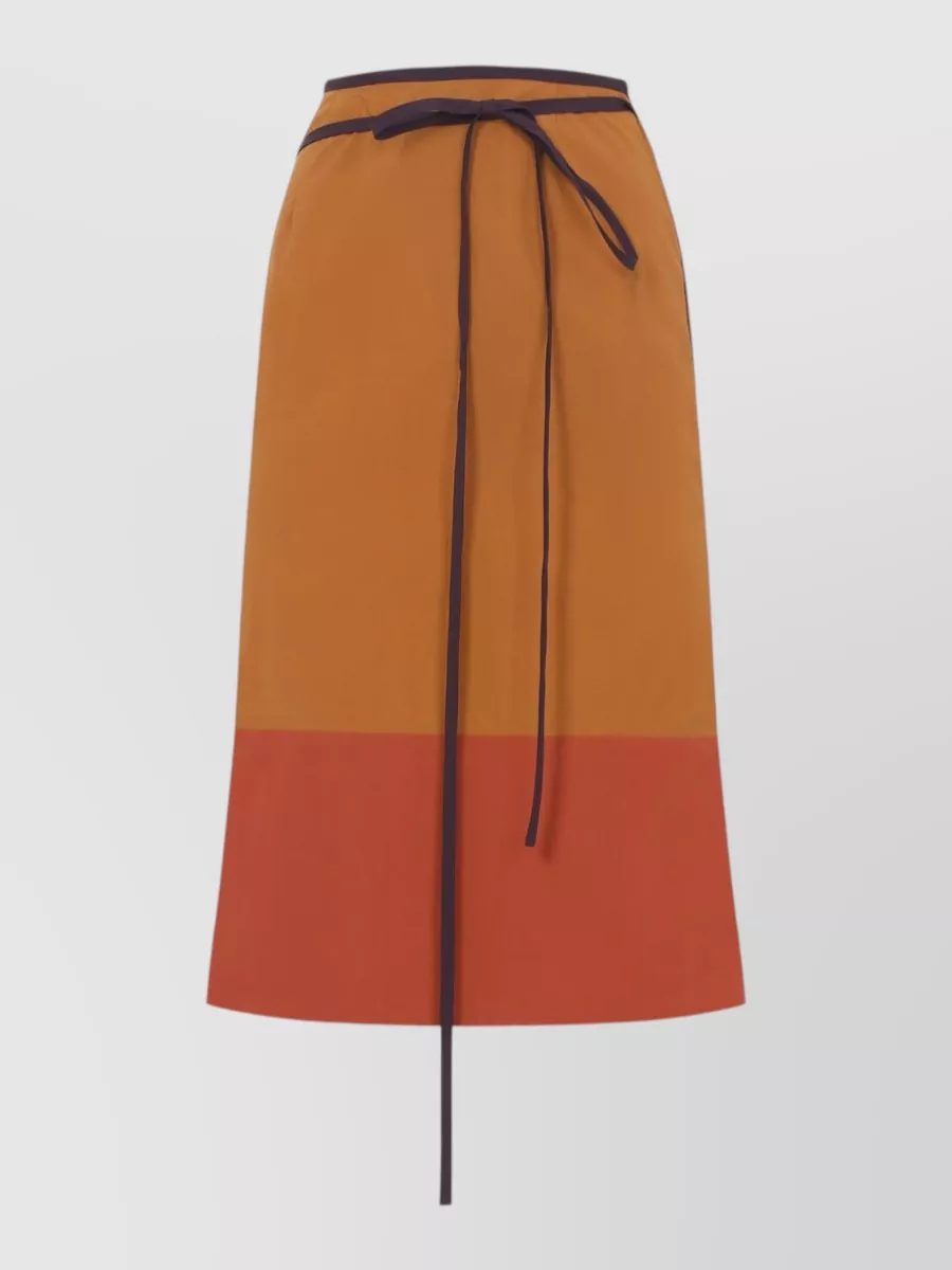Saint Laurent Nylon Colour-Block Wrap Midi Skirt