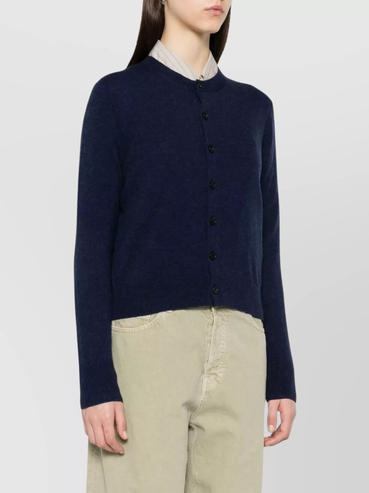 Acne Studios Knitwear Crew Neck Cardigan In Blue