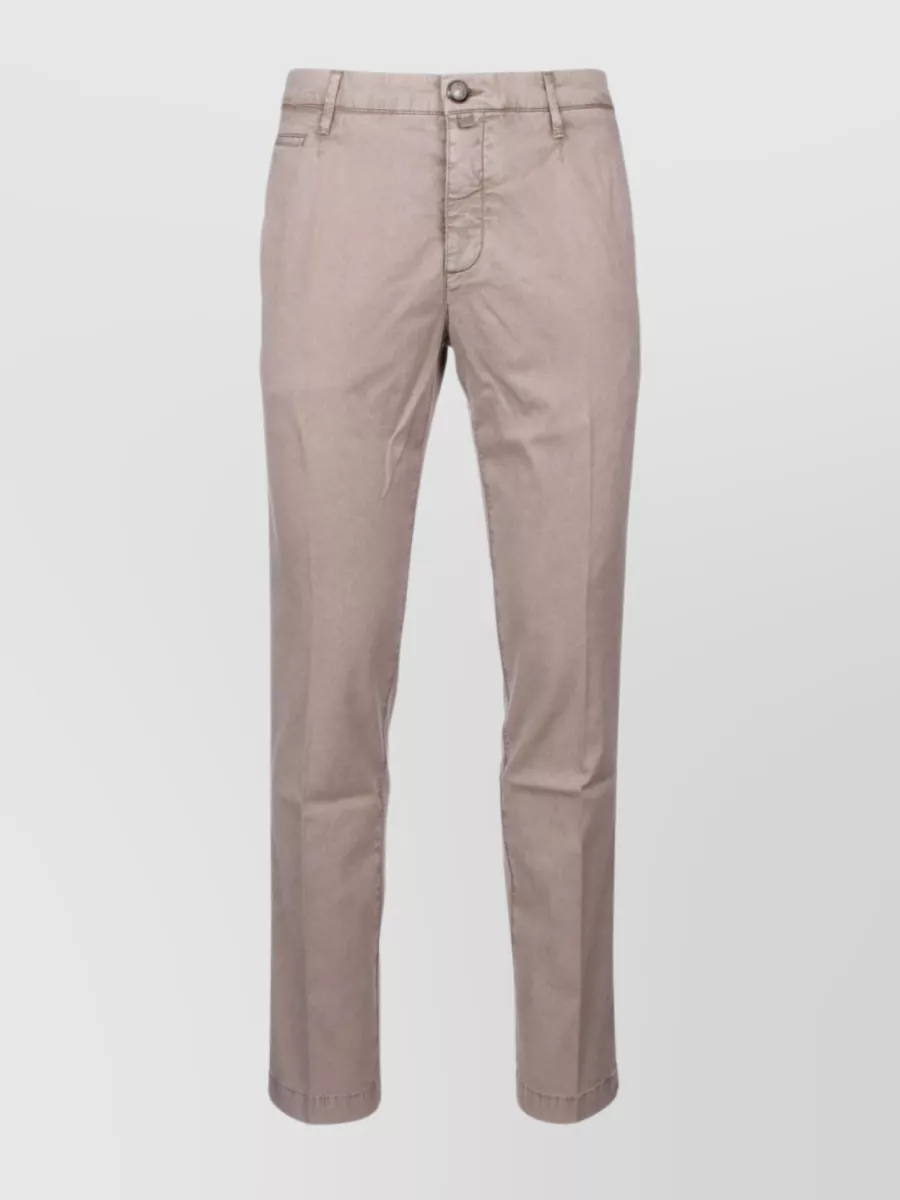 Shop Jacob Cohen Denim Trousers With Belt Loops And Back Pockets In Cream