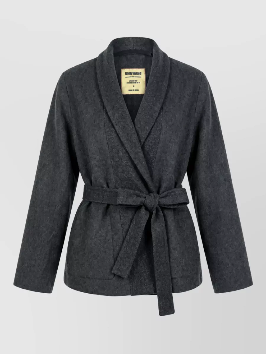 Uma Wang Cashmere silk belted double-breasted coat