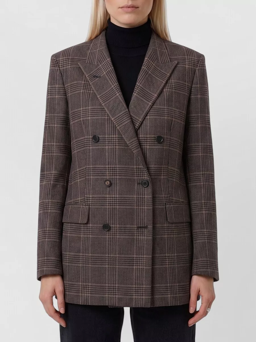 Tagliatore Virgin wool prince of wales check double-breasted suit jacket