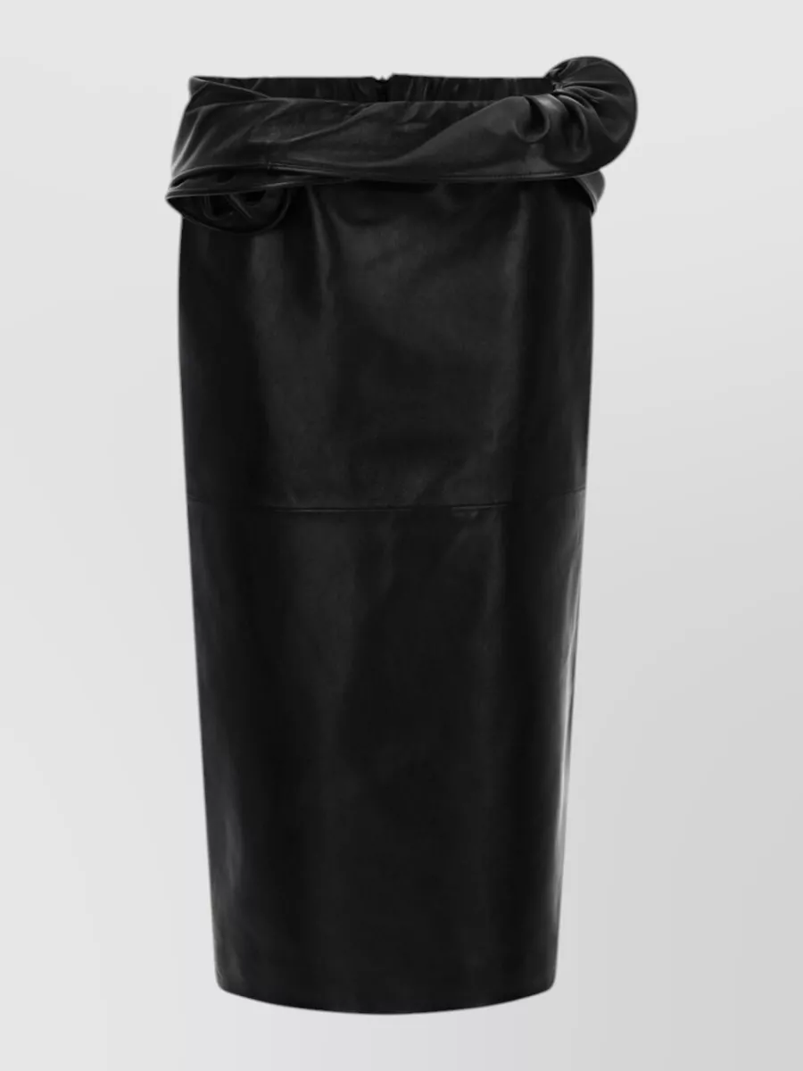 Magda Butrym Leather floral-detail high-waisted midi skirt