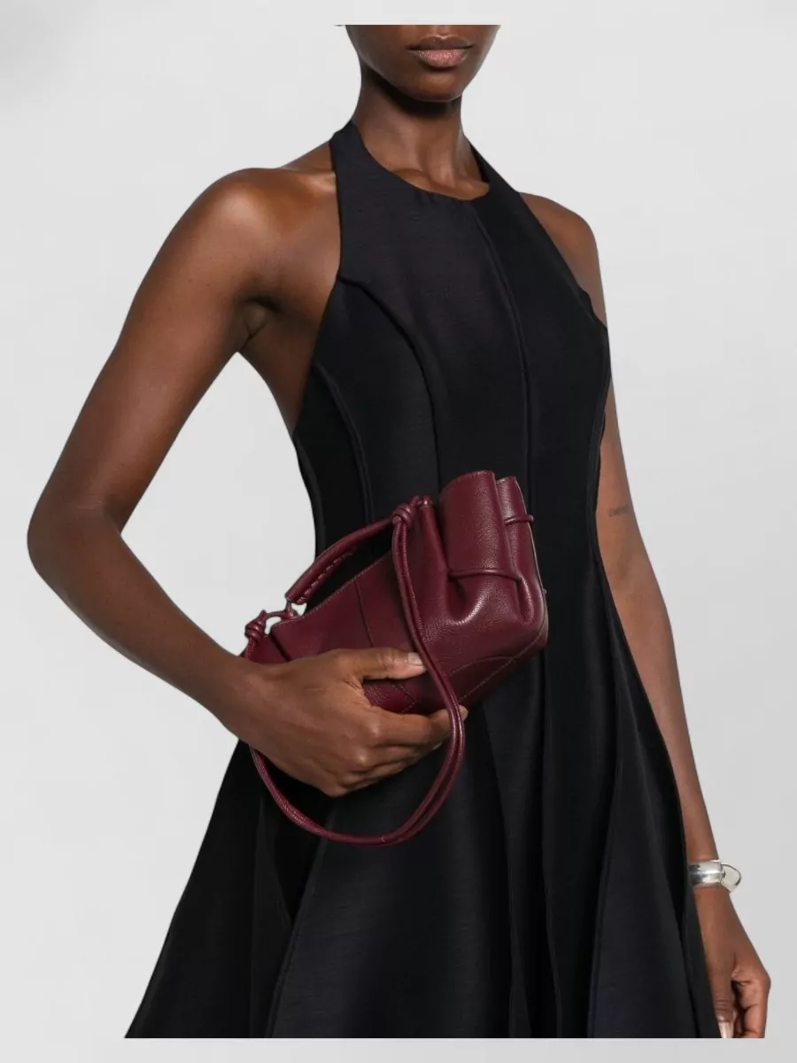 Hereu Leather Braided Handle Clutch Bag