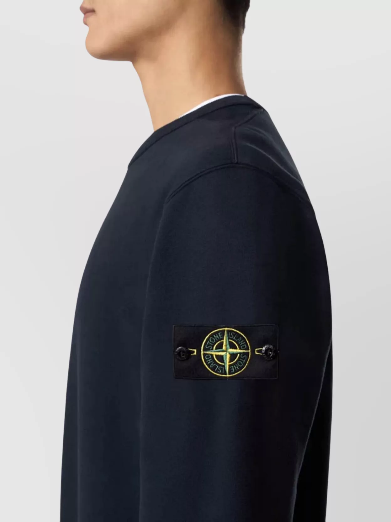 Stone Island Regular-fit Crewneck Sweatshirt With Rilbbed Inserts In Black