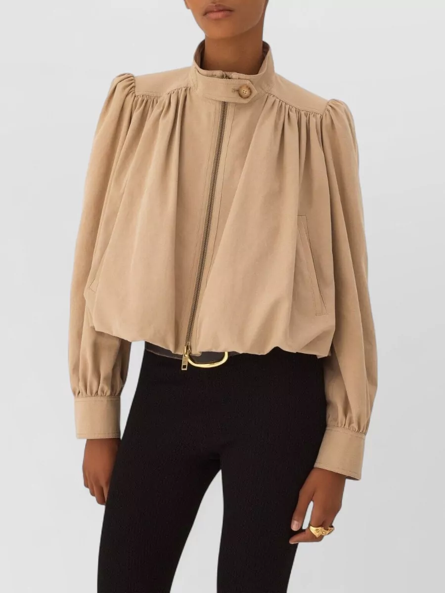Chloé Cotton Gathered Cropped Jacket