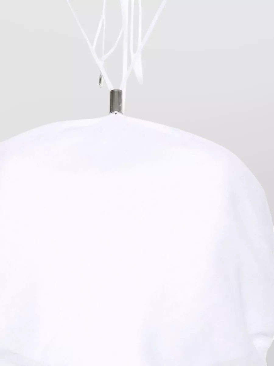 Semicouture Linen Halterneck Asymmetric Ruched Blouse