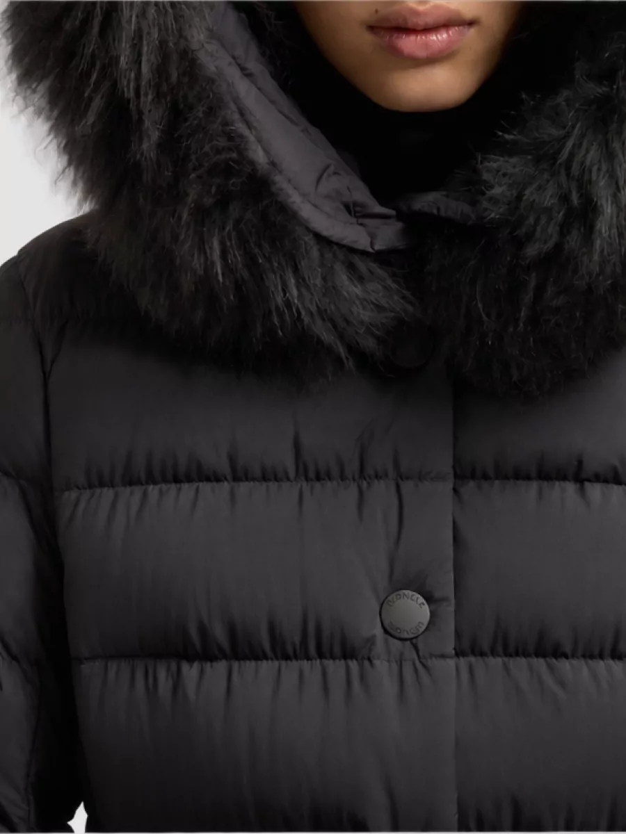 Moncler Down Hooded Shearling-Trimmed Ski Jacket