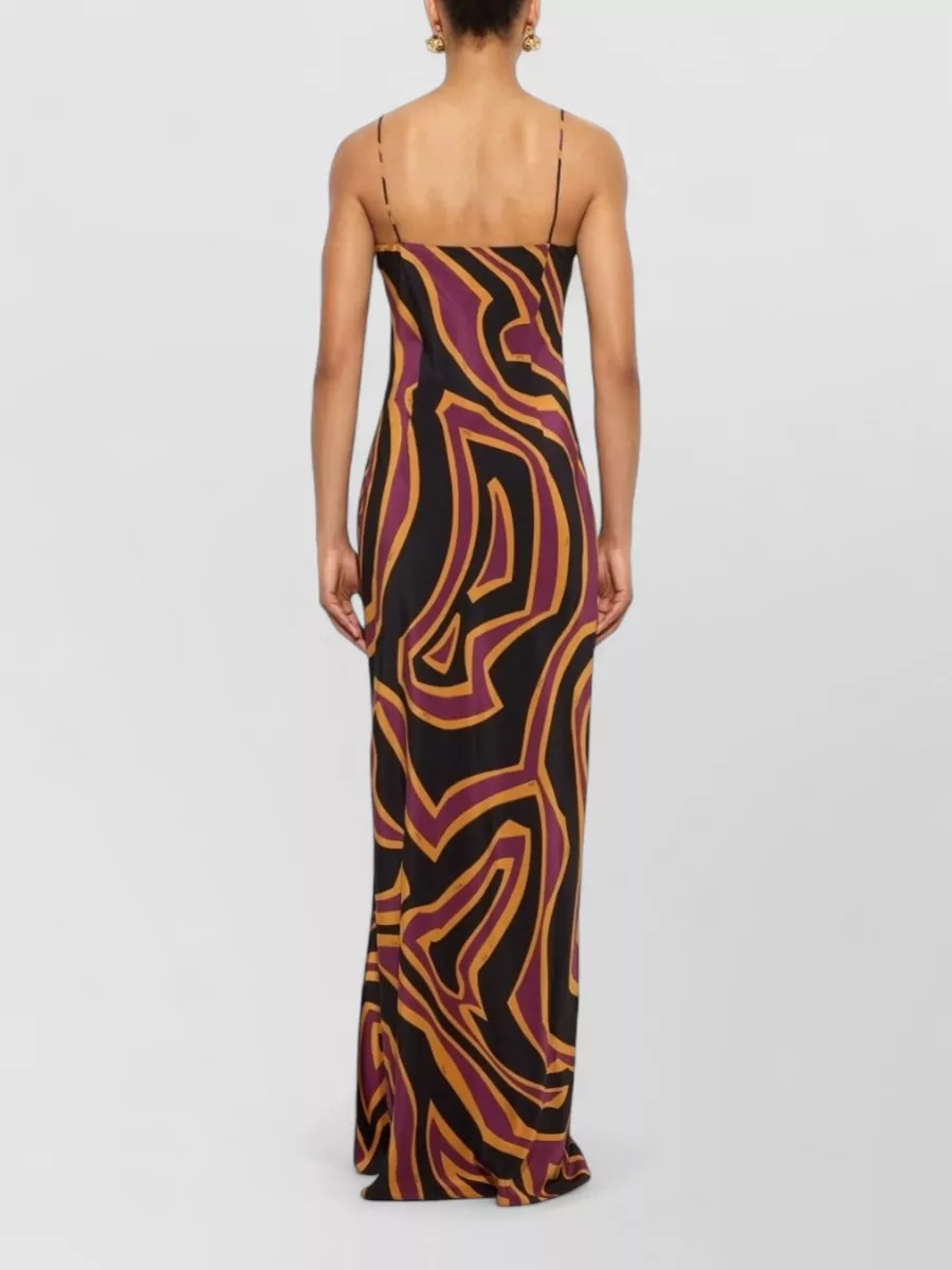 Pucci silk v-neck spaghetti-strap side-slit maxi dress