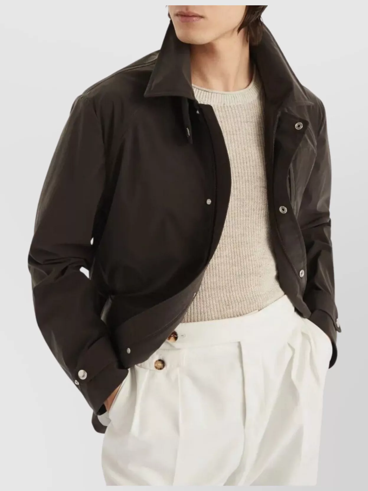 Shop Brunello Cucinelli Raglan Sleeve Jacket Zip Pocket In Brown