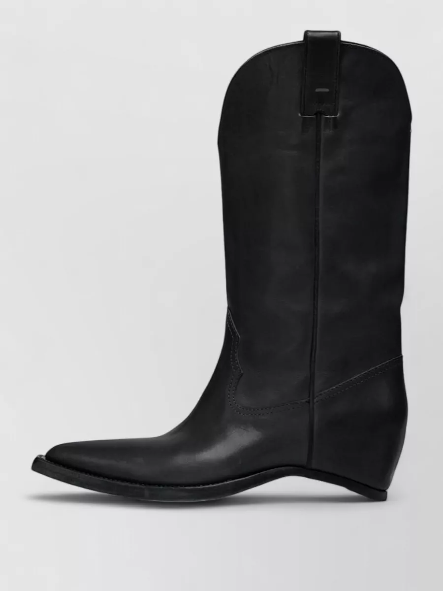Maison Margiela leather heel-less western knee-high boots