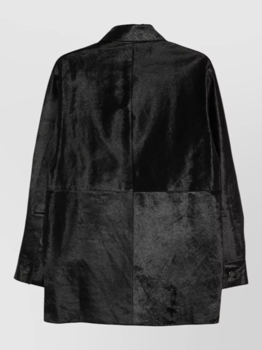 Alysi Textured Leather Single-Breasted Coat