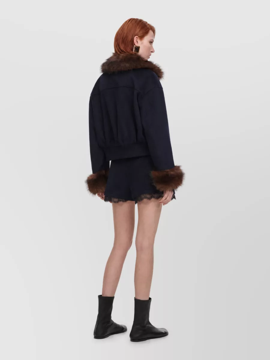 Self-Portrait Relaxed-Fit Fur-Trim Bomber Jacket