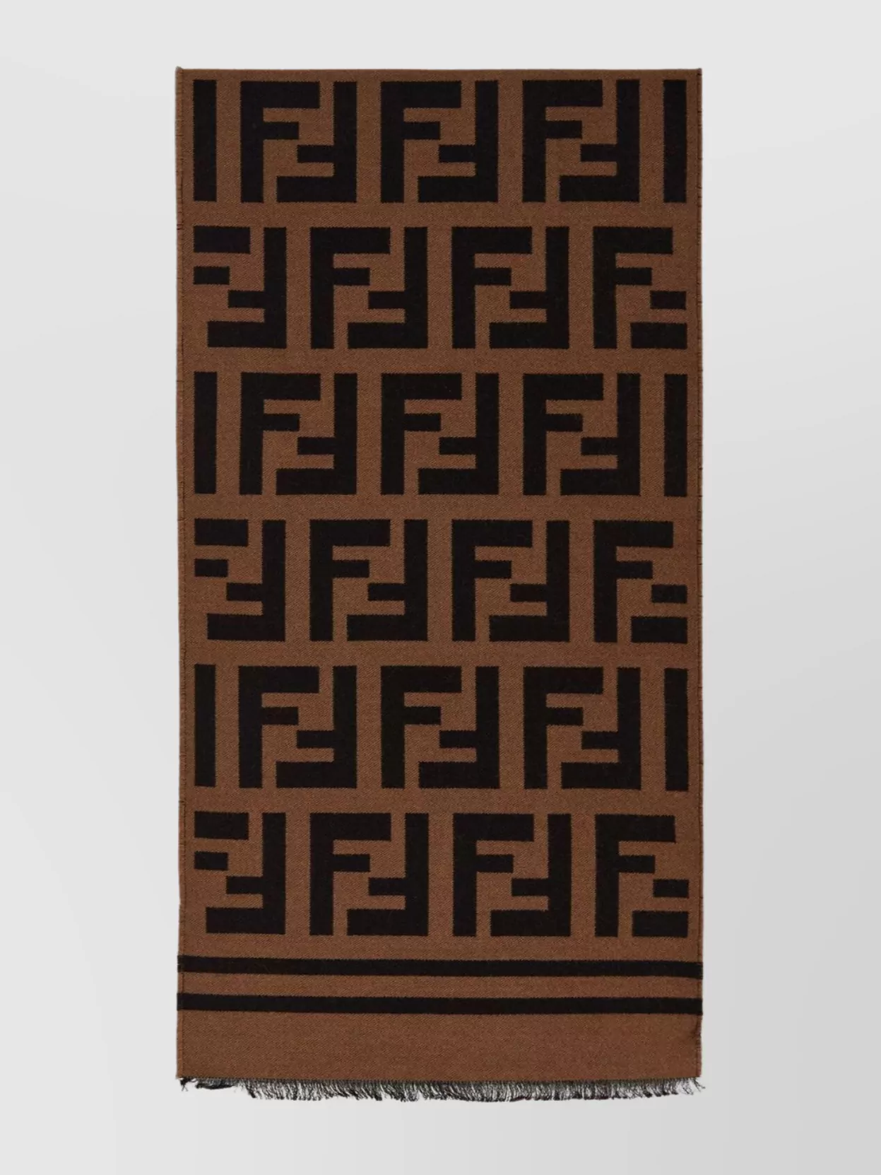 Fendi Rectangular Scarf Fringed Edges