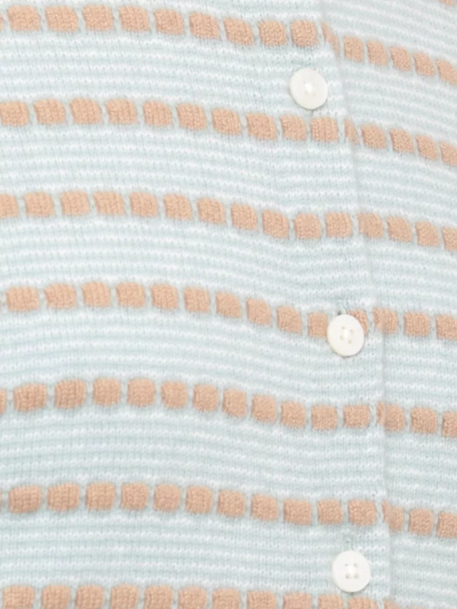 Guest In Residence Striped Ribbed Cashmere Cardigan