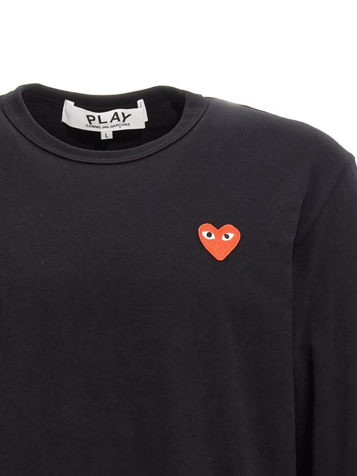 Comme Des Garçons Play Logo Embroidered Long Sleeve Crew Neck T-Shirt