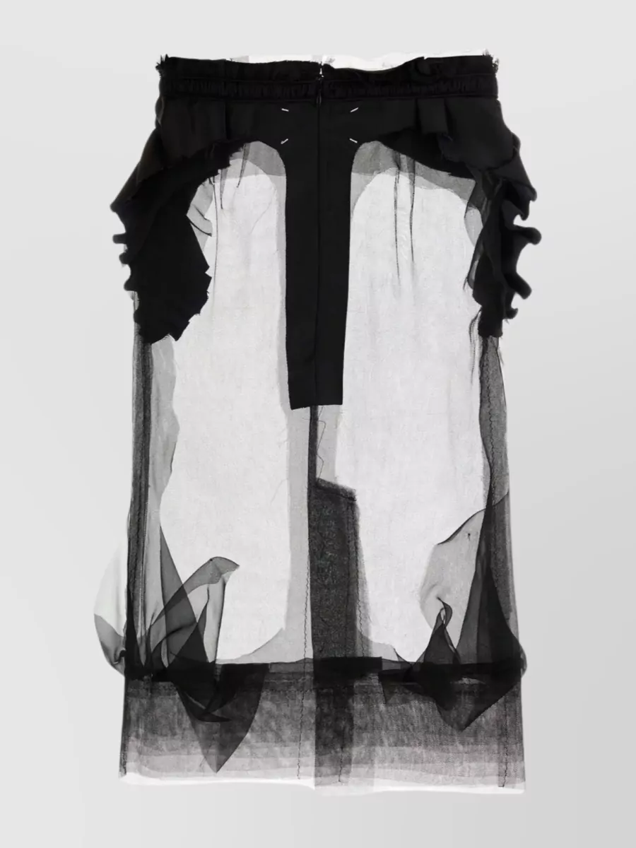 Shop Maison Margiela Mesh Skirt With Layered Sheer Design In Black