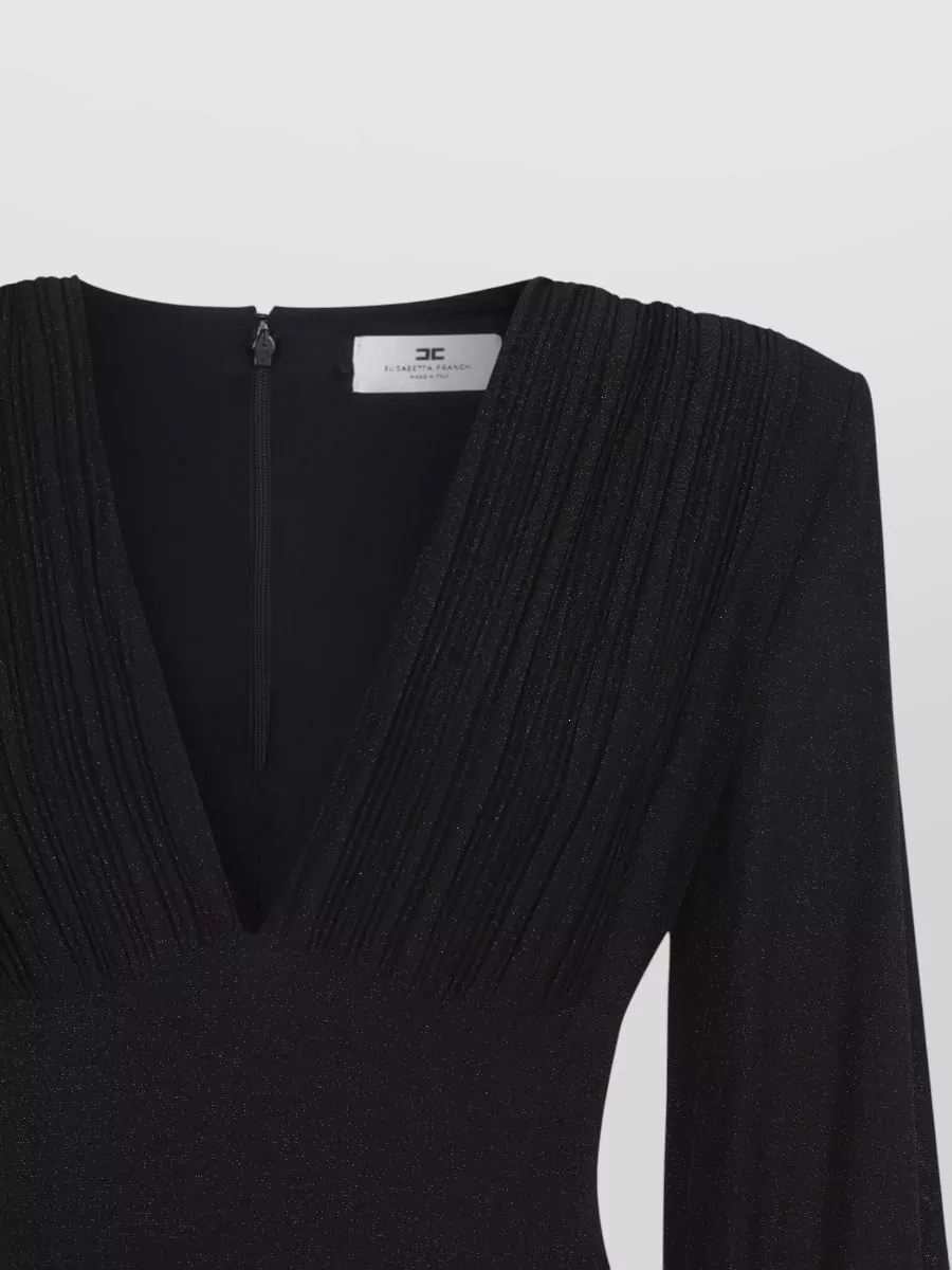 Elisabetta Franchi Pleated V-Neck Maxi Dress