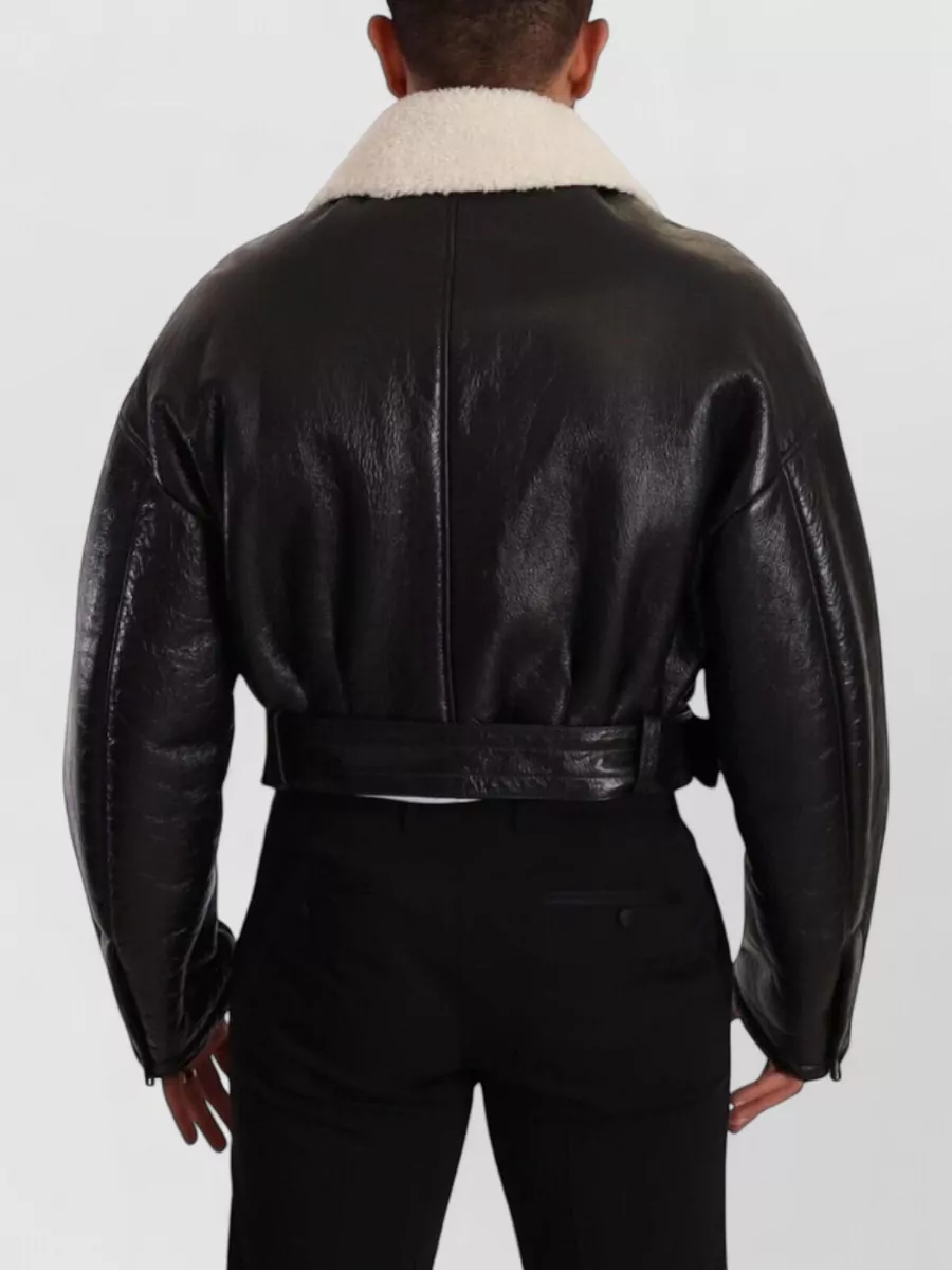 Dolce&Gabbana Lambskin Leather Shearling Biker Coat