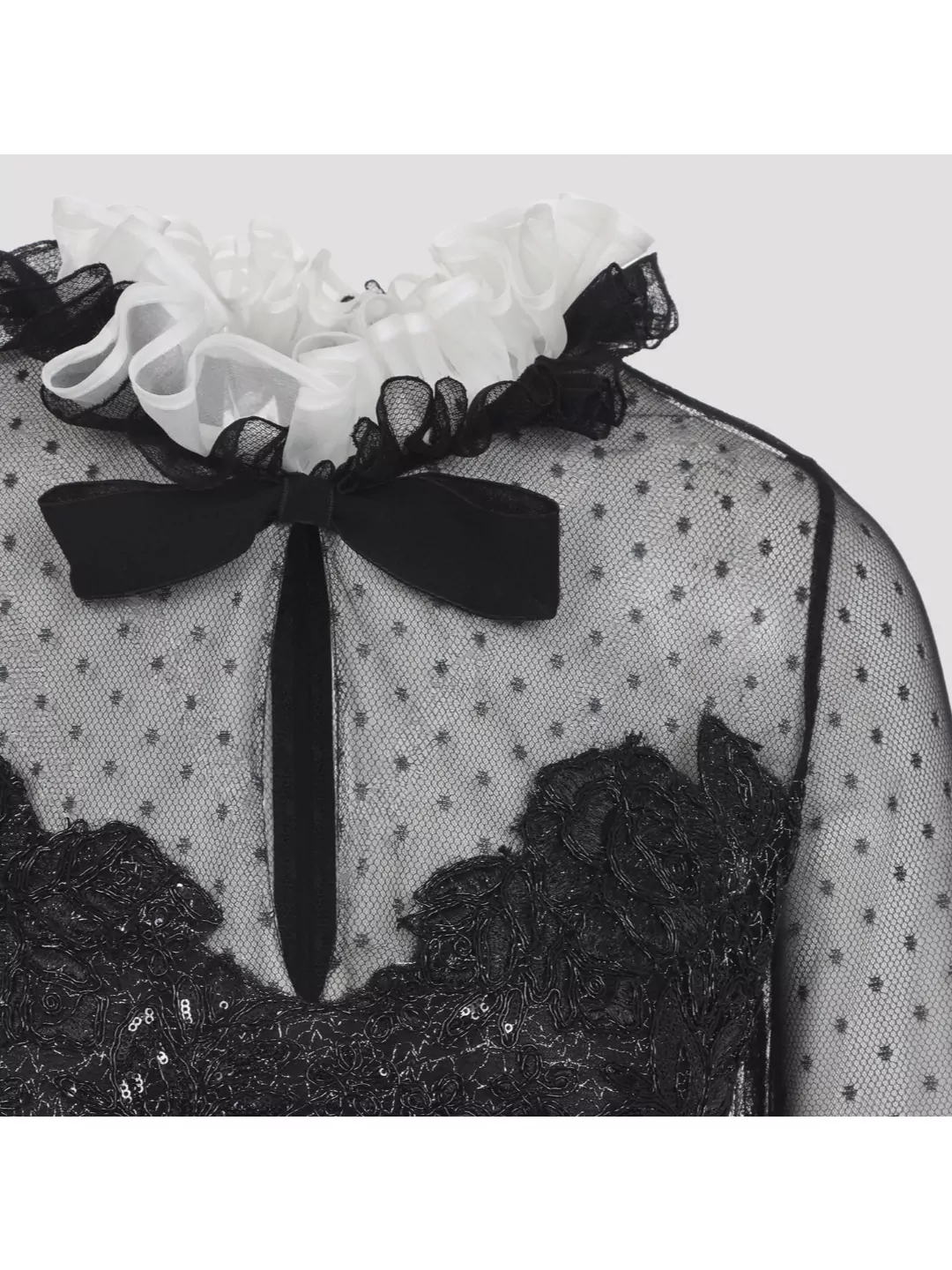 Giambattista Valli Sheer Sleeve Polka Dot Mini Dress
