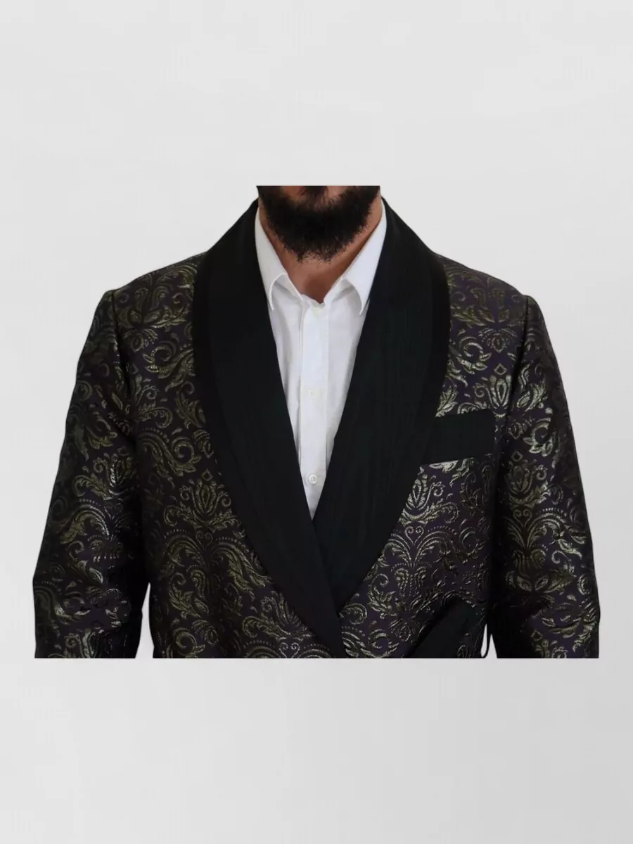 Dolce&Gabbana Silk Brocade Belted Shawl Collar Dinner Jacket