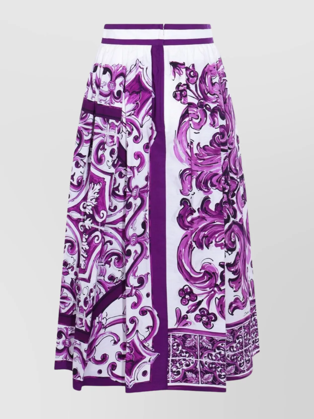 Dolce & Gabbana A-line High-waisted Pleated Printed Midi Skirt