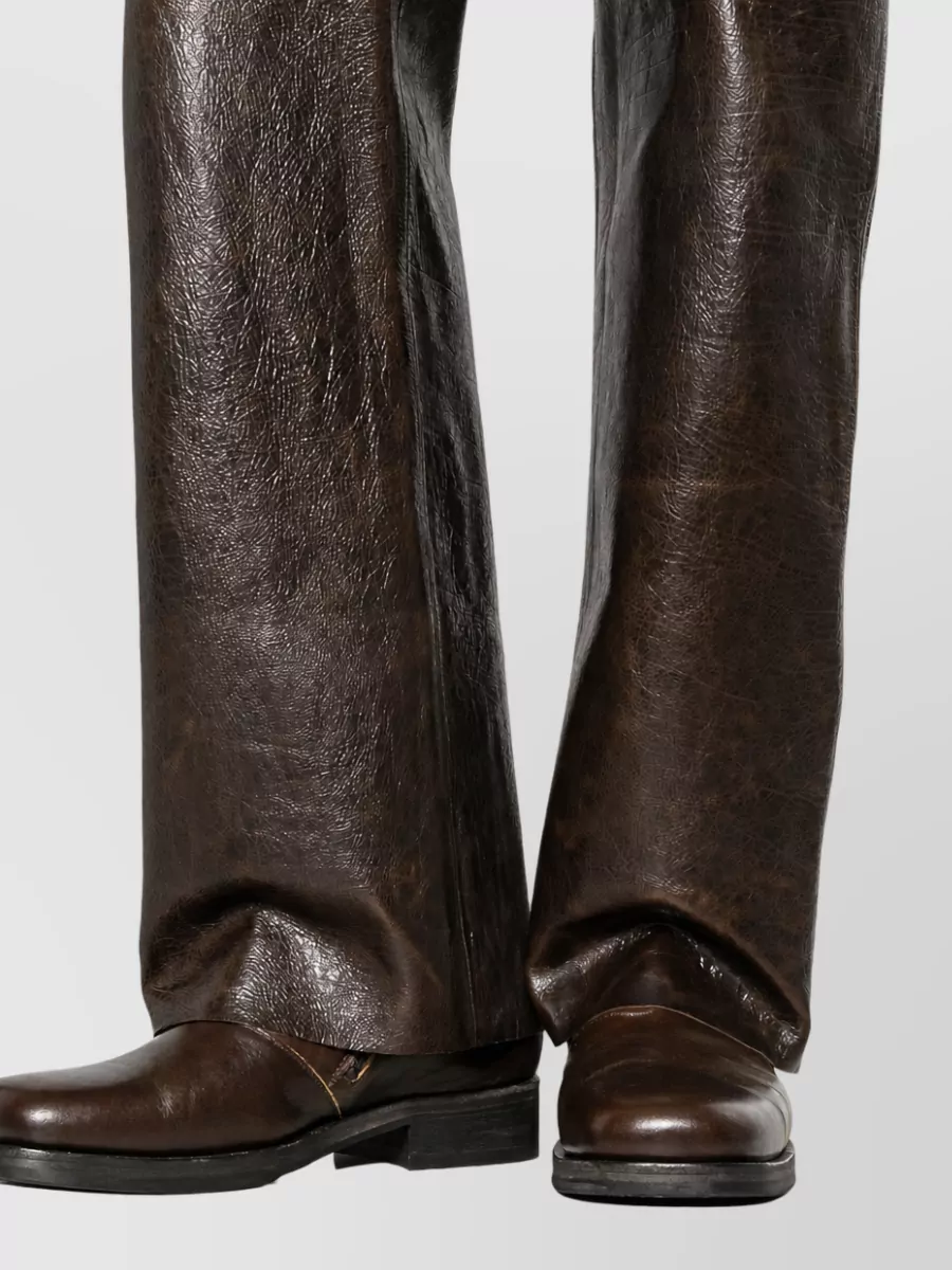Emporio Armani Leather Wide-Leg Trousers