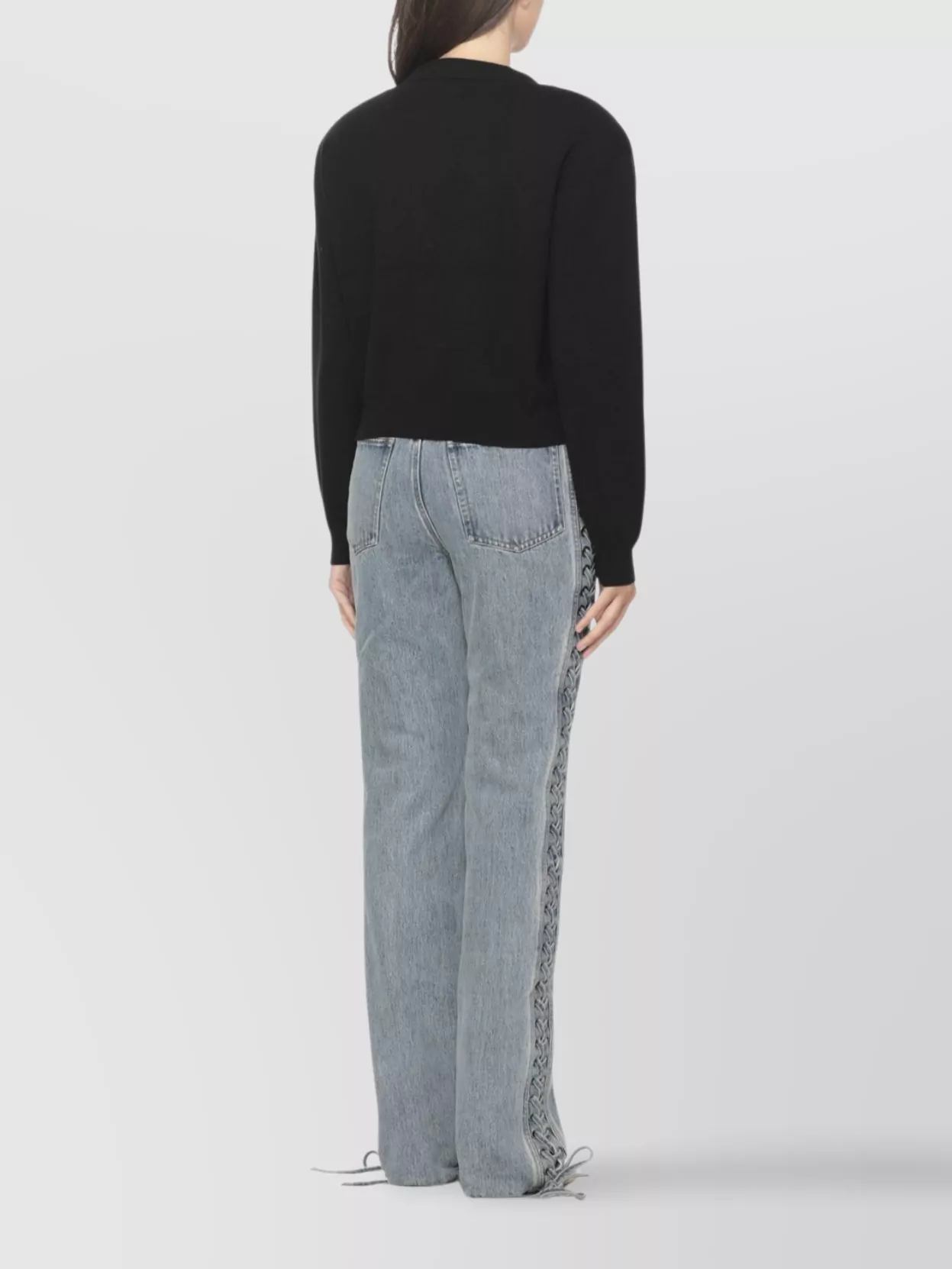 Rotate Cotton Crew Neck Cardigan With Metallic Lettering