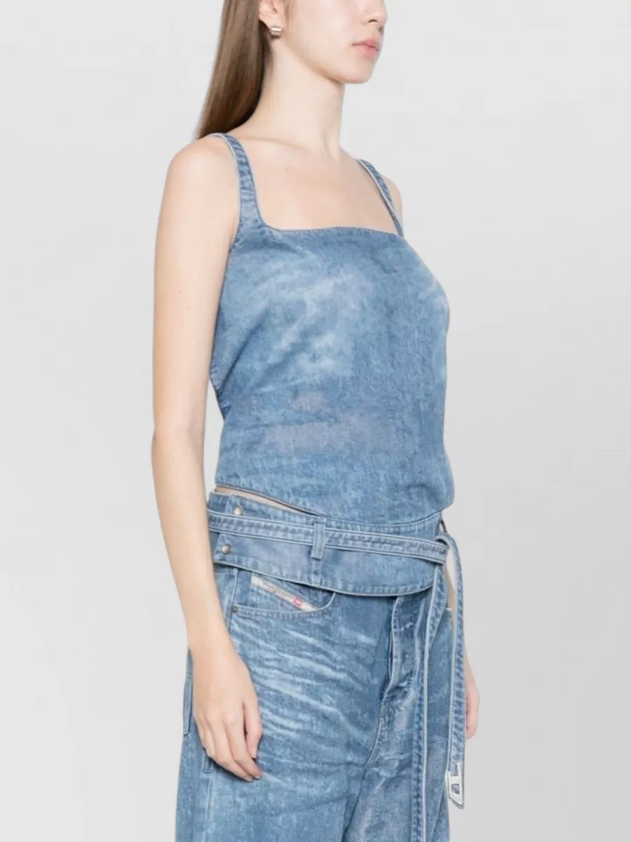 Diesel Denim Square-Neck Open-Back Tank Top