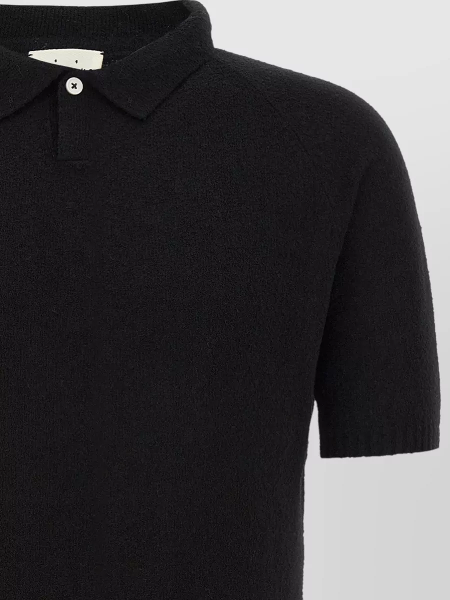 Ma'ry'ya Bouclé Cotton Short-Sleeve Polo Shirt