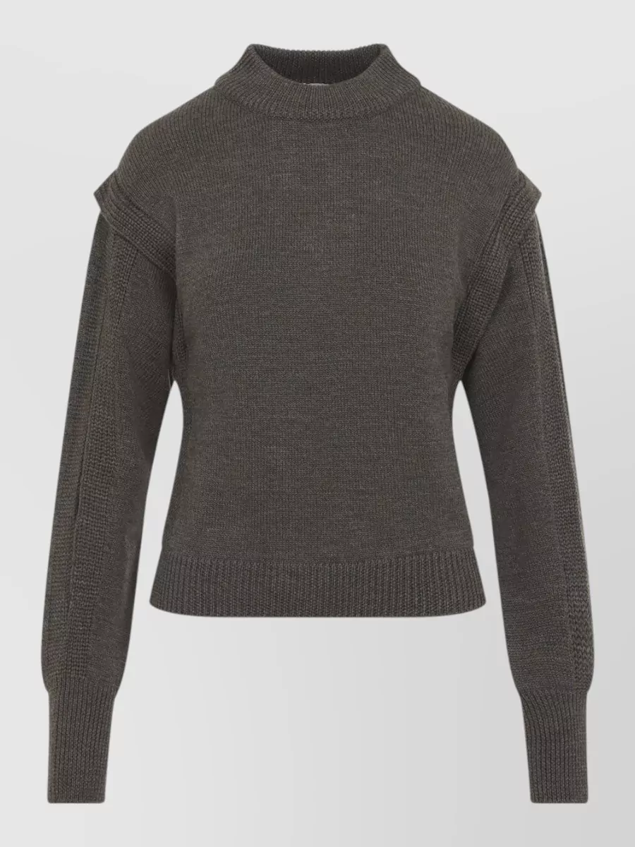 Alberta Ferretti virgin wool fine-knit long-sleeve cutout sweater
