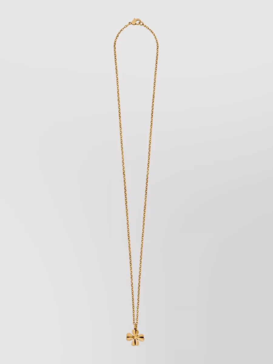 Saint Laurent brass clover necklace