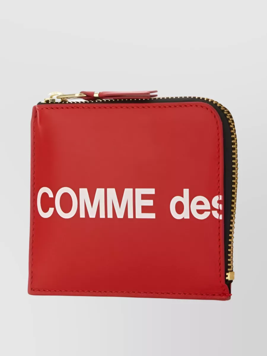 Shop Comme Des Garçons Signature Zip-around Leather Wallet In Burgundy