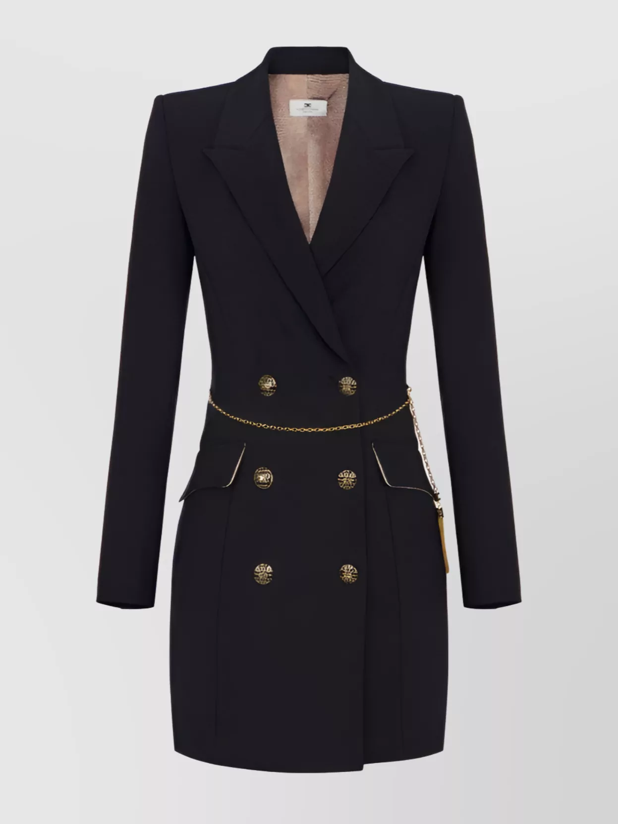 Elisabetta Franchi Double-breasted Dress Featuring Chain Detail In Black
