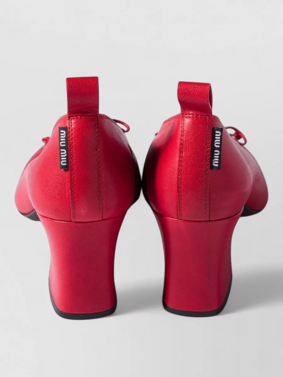 Miu Miu Nappa Pumps Block Heel Bow Detail