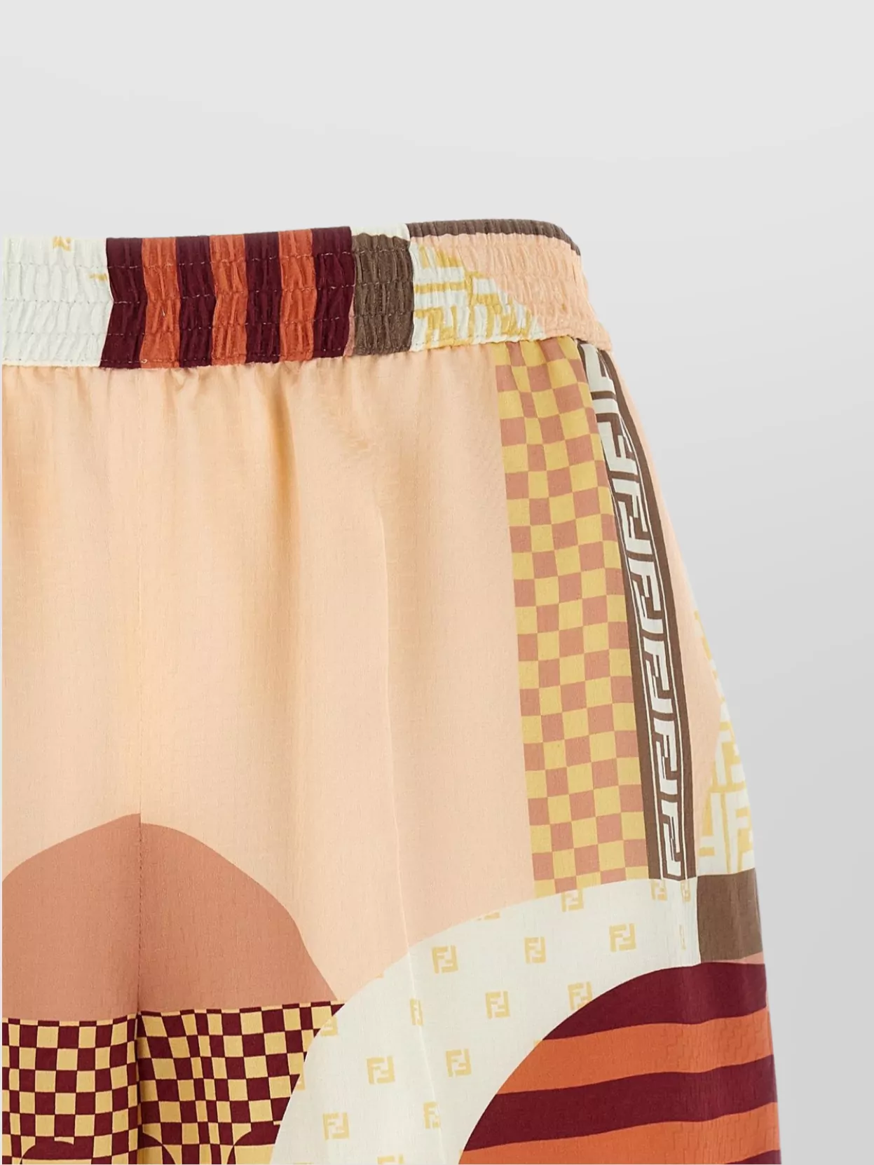 Fendi Graphic Print Silk Patchwork Shorts