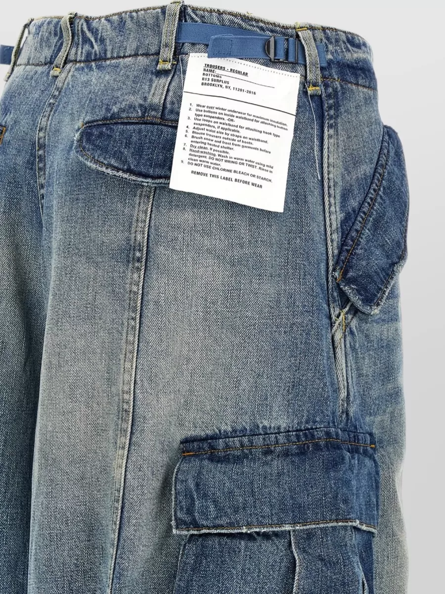 R13 Two Tone Wide Leg Cargo Jeans