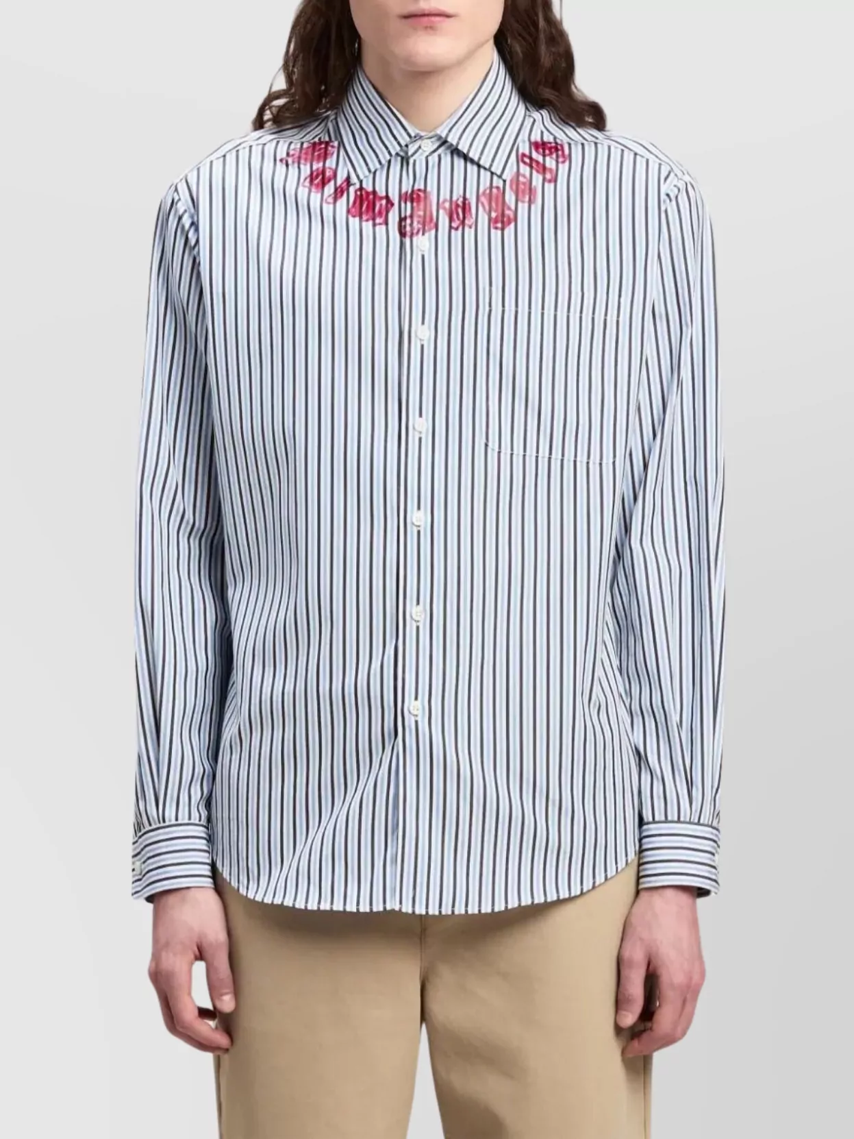 Palm Angels Neon Logo Striped Shirt