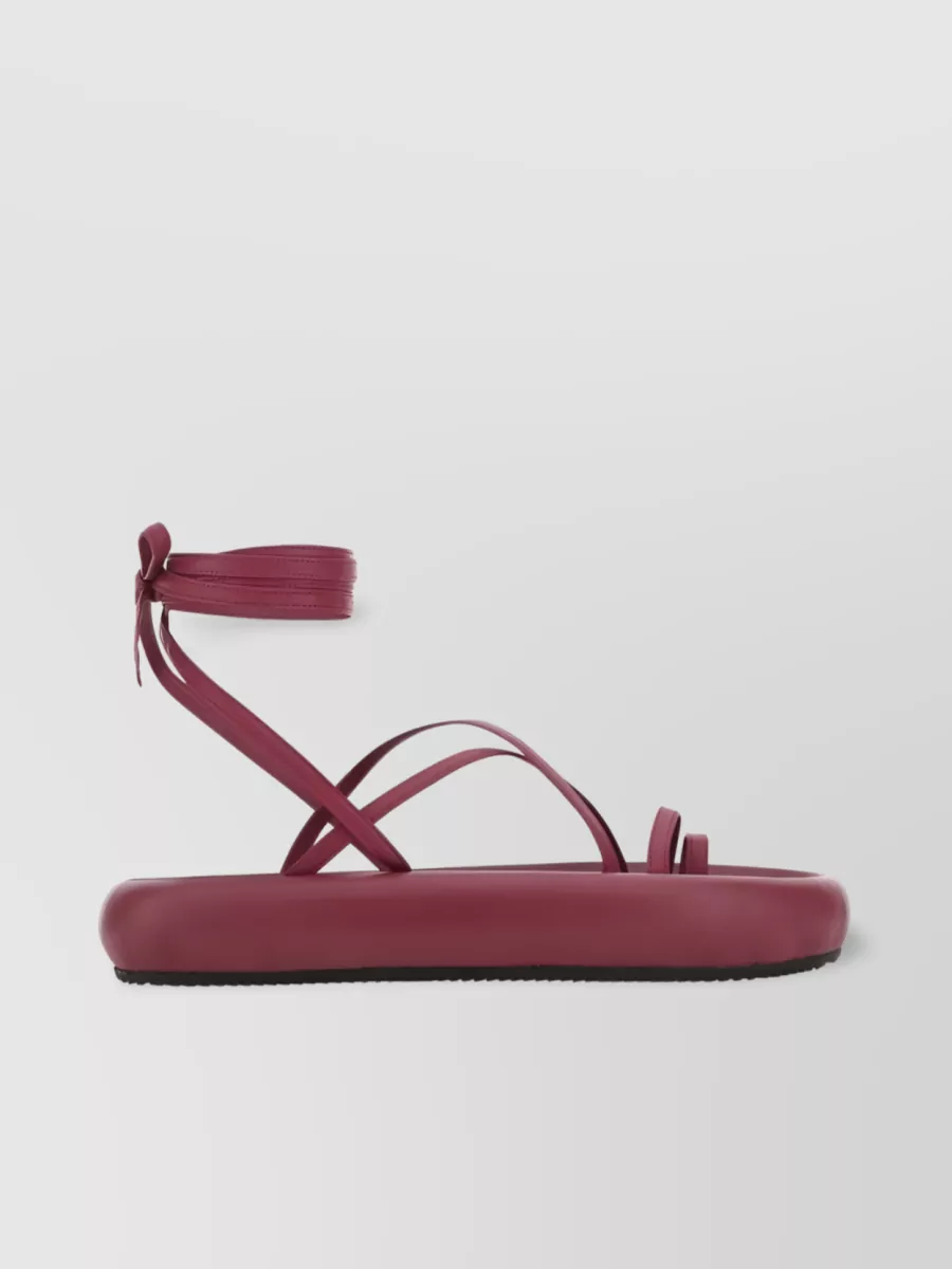 Shop Isabel Marant Strappy Round Toe Flat Sole Sandals In Burgundy