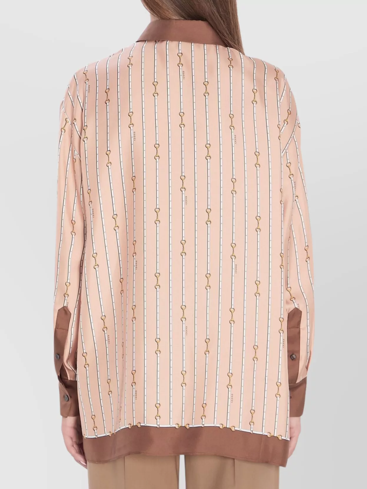 Gucci Long Sleeves Striped Silk Shirt In Multi