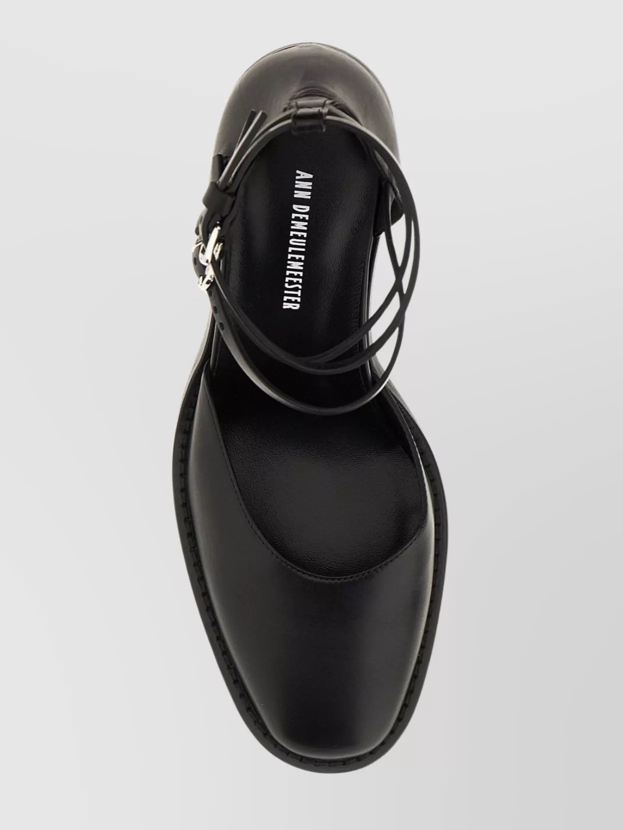 Ann Demeulemeester Leather Round Toe Pumps With Buckle Detail