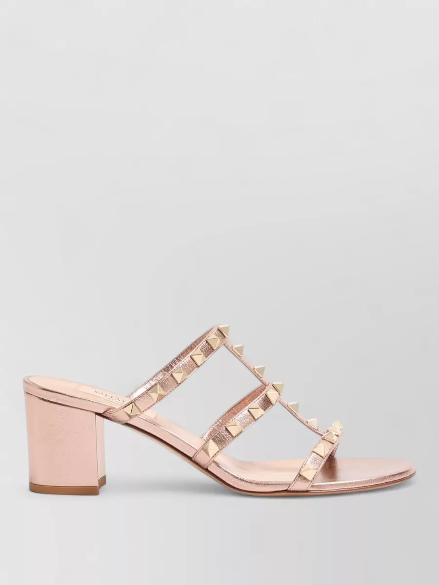 Valentino Garavani Rockstud Leather Sandals Block Heel