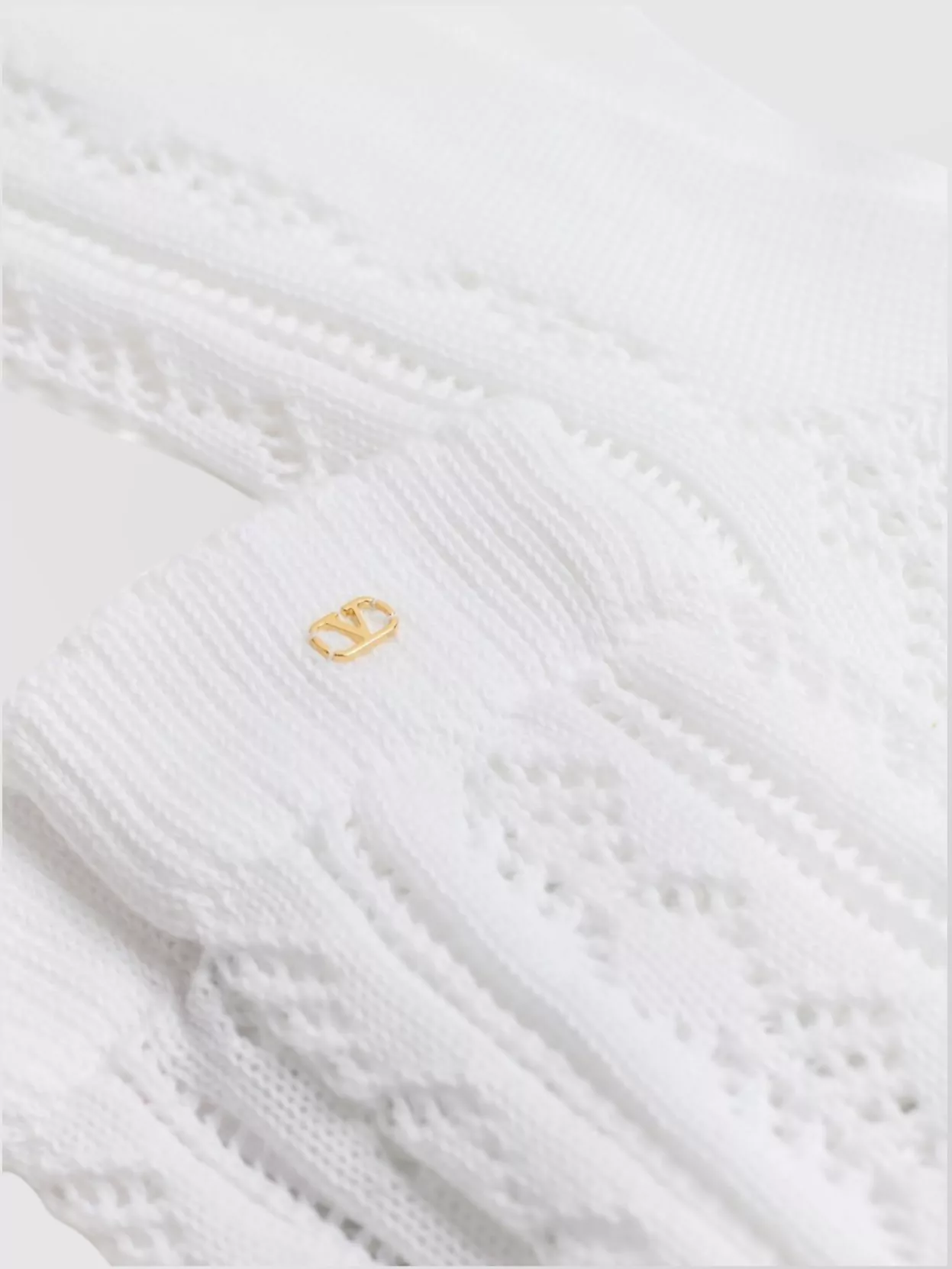 Valentino Garavani Perforated Cotton Knee-High Socks Vlogo