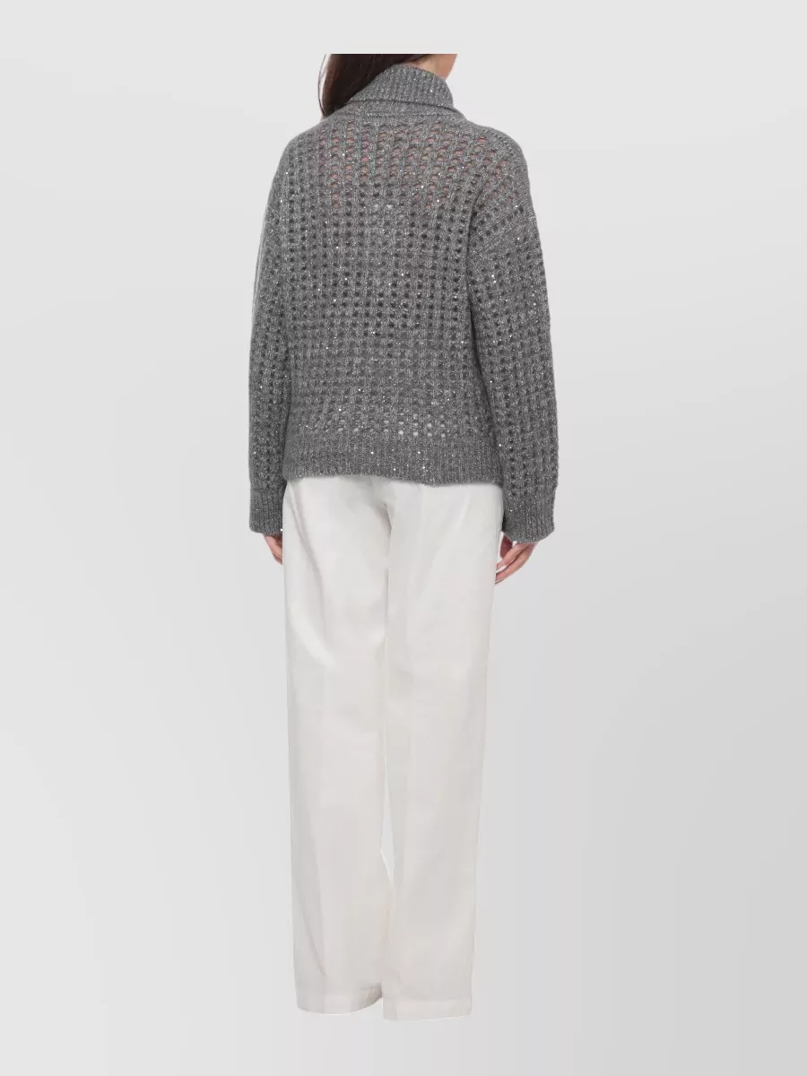 Peserico Sequined Long-Sleeve High-Neck Jacket